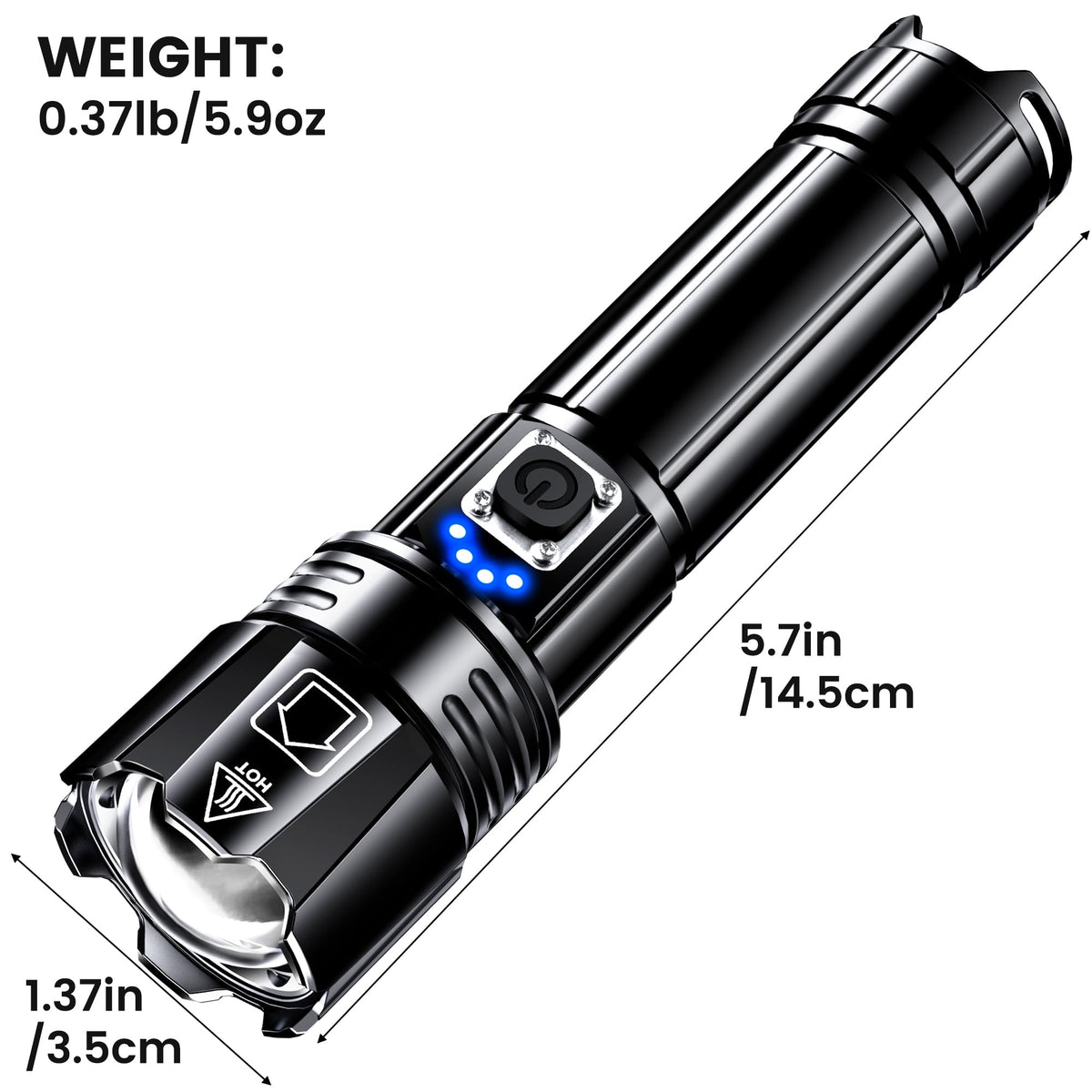 AKNEAR Rechargeable LED Flashlight High Lumens, Super Bright Flashlights with Zoomable & USB C Rechargeable & 5 Light Mode & IPX-7 Waterproof, Powerful Flash Light (2, Standard Display) š All In One Marketplace Canada