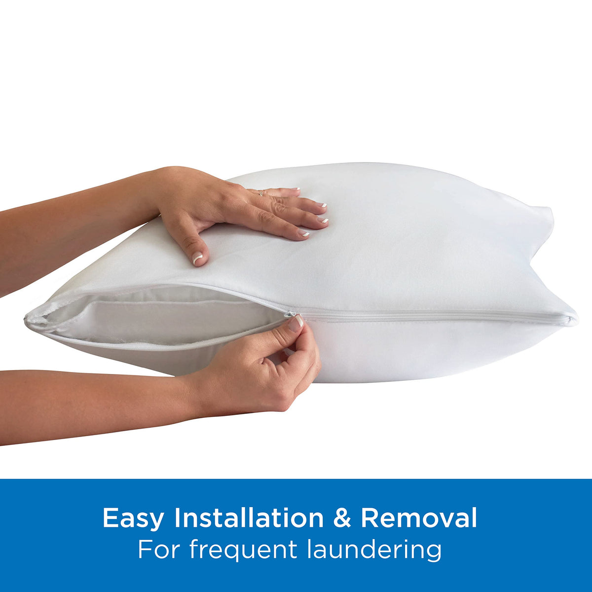 Set of 2 Standard/Queen AllerEase Pillow Protectors - Moisture Wicking, Advanced Allergy Protection - Premium Polyester, Zippered Protectors ๐ All In One Marketplace Canada
