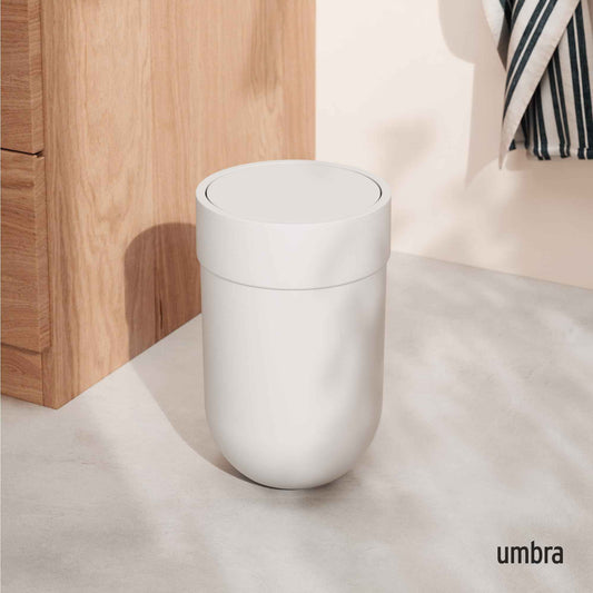Umbra Touch Trash Can, Small 1.6-Gallon Garbage Bin with Swing Lid, Waste Basket for Bathroom or Office, White ๐ All In One Marketplace Canada