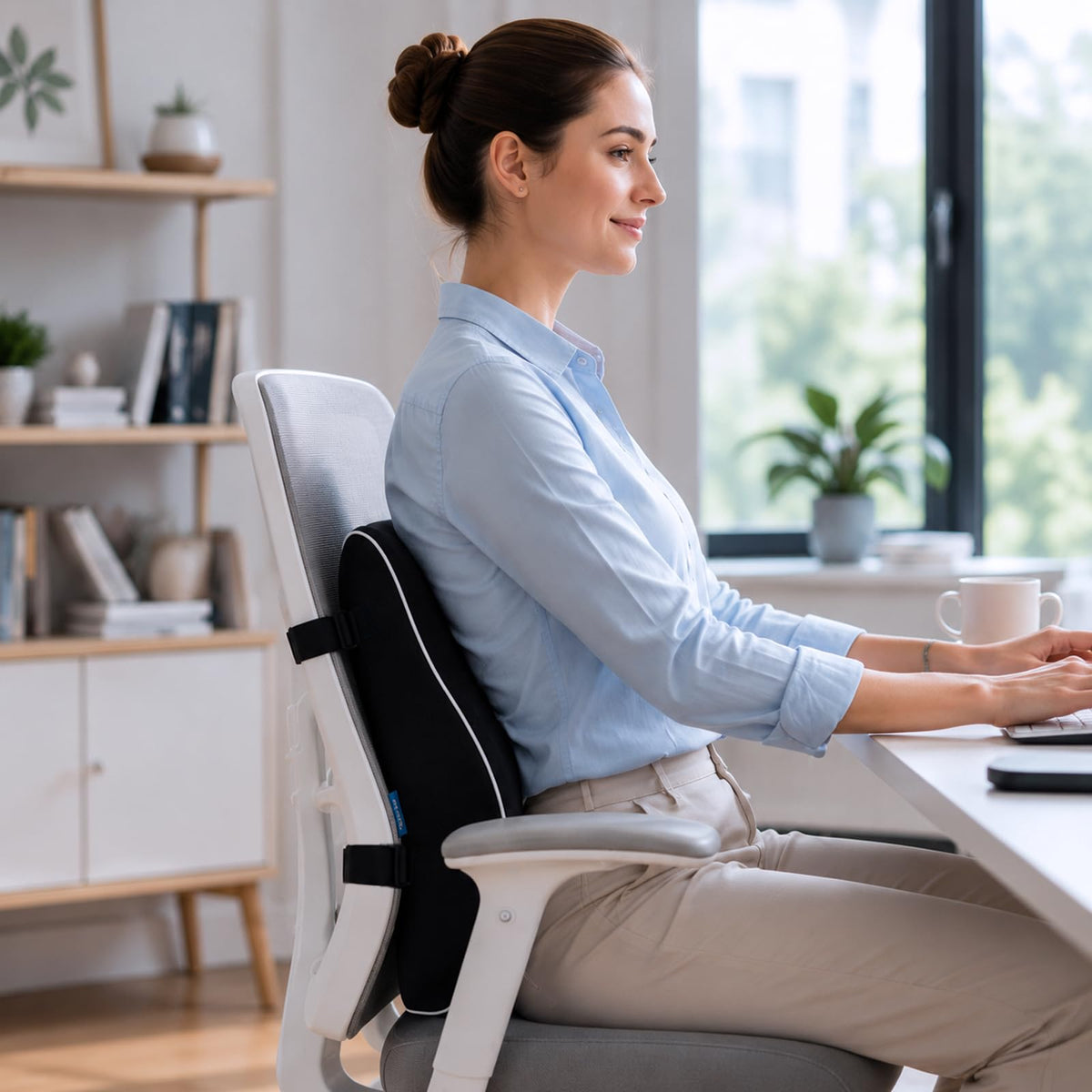QUTOOL Lumbar Support Pillow for Office Chair, High-Density Memory Foam Back Cushion with Dual Adjustable Straps, Breathable 3D Mesh Cover, Ergonomic Back Support for Everyday Sitting š All In One Marketplace Canada