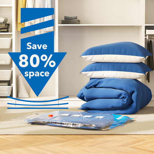 Vacuum Storage Bags 6 Large, Space Saver Sealer Bags, Airtight Compression Bags for Clothes, Pillows, Comforters, Blankets, Bedding ๐ All In One Marketplace Canada