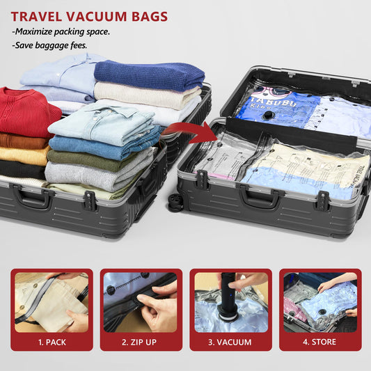 Travel Vacuum Bags for Clothing with Rechargeable Electric Pump, Compression Packing Cubes Organizer Storage for Luggage Suitcase, Space Saver Seal Bags for Vacation Cruise, 18 Combo ๐ All In One Marketplace Canada