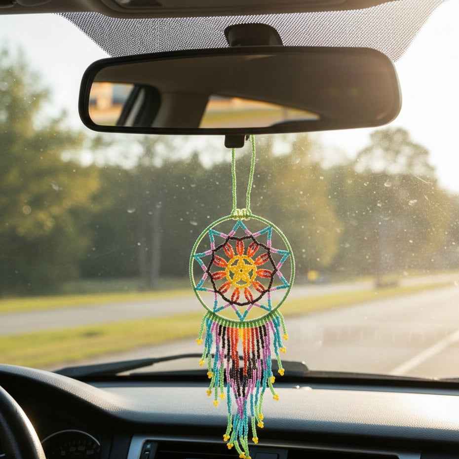 Green yellow ,Celestial Beaded Handmade Dreamcatcher