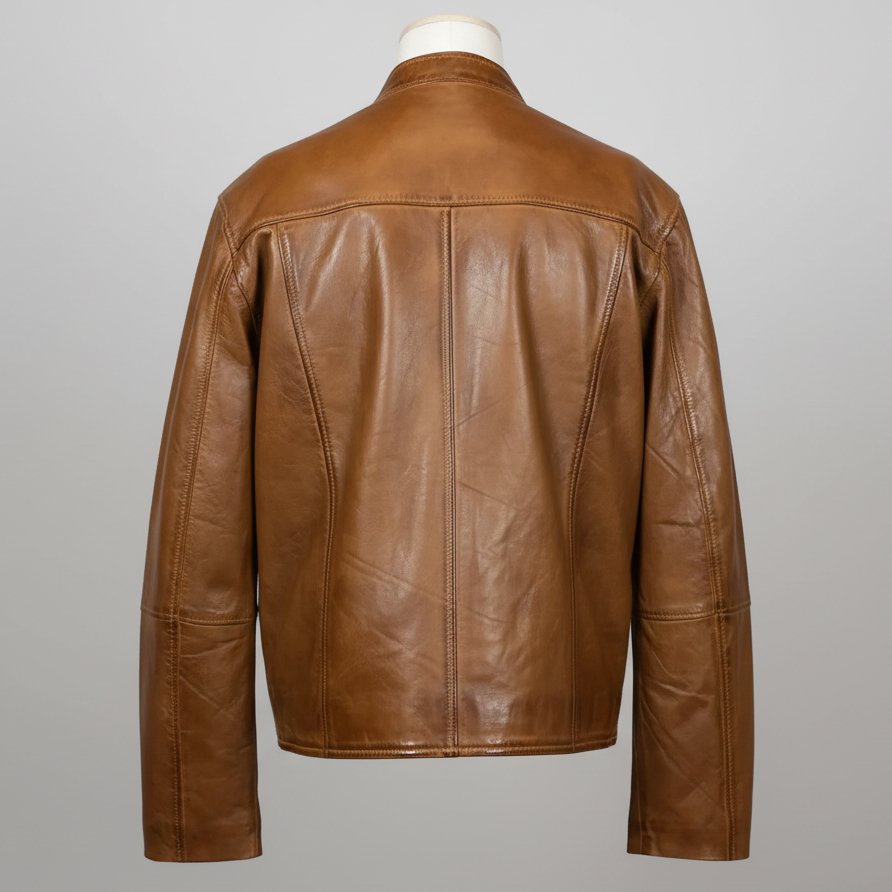 BOL Men's Snap Collar Lamb Leather Jacket | Cafe Racer Style