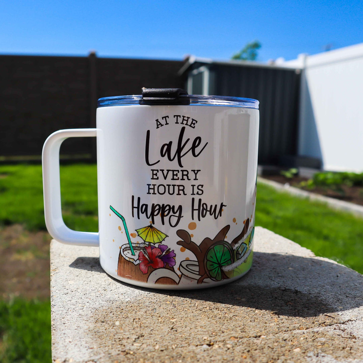 Happy Hour Stainless Steel 17oz Coffee Mug | Summer Mug
