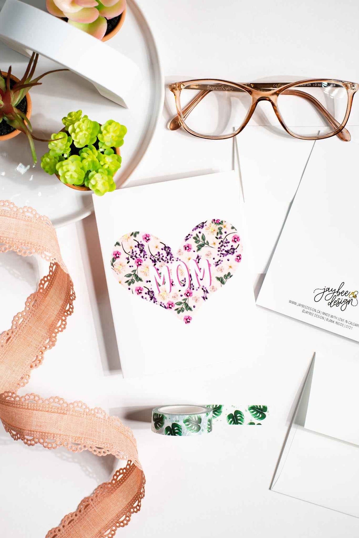 Mom (Floral Heart) - Greeting Card