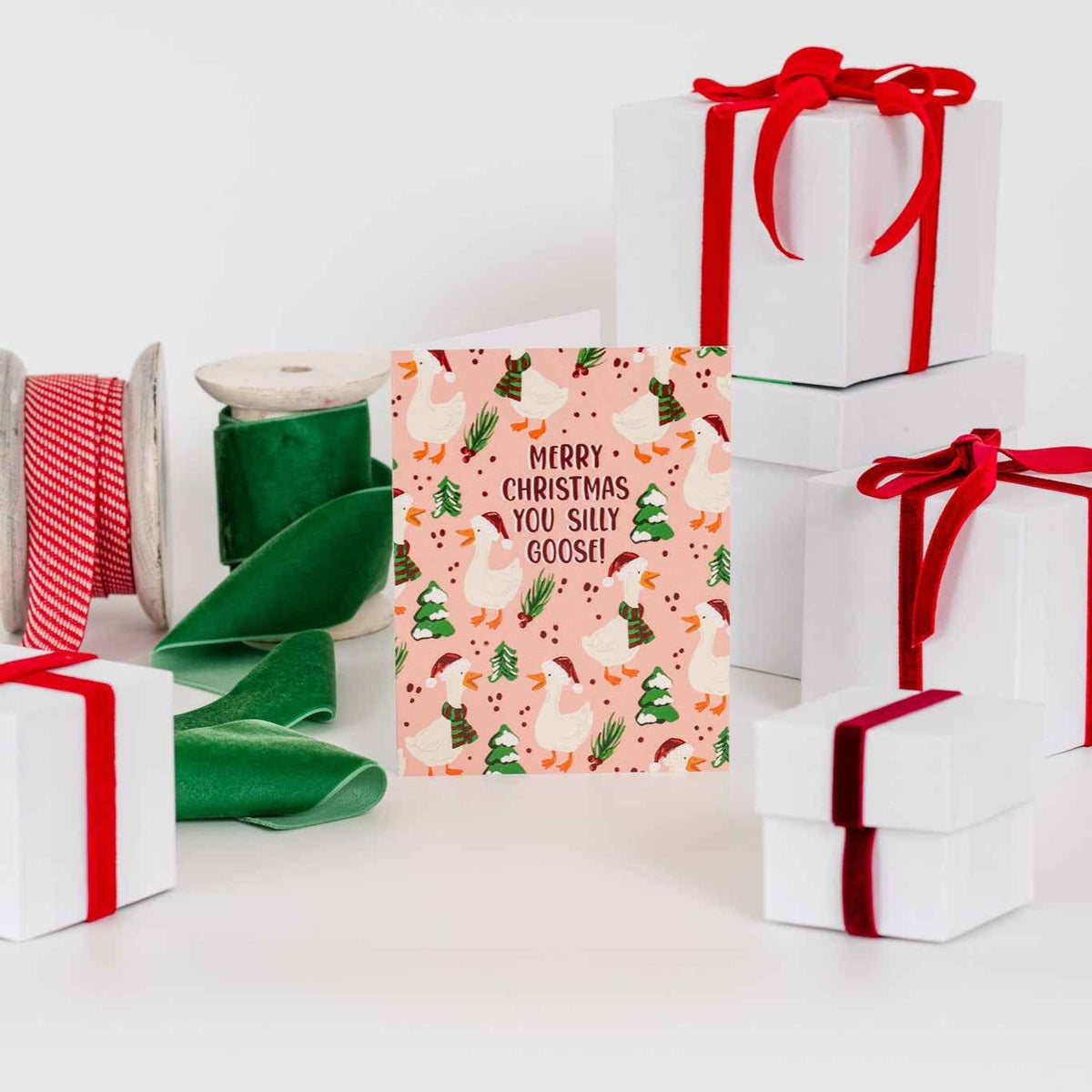 Merry Christmas You Silly Goose! - Greeting Card