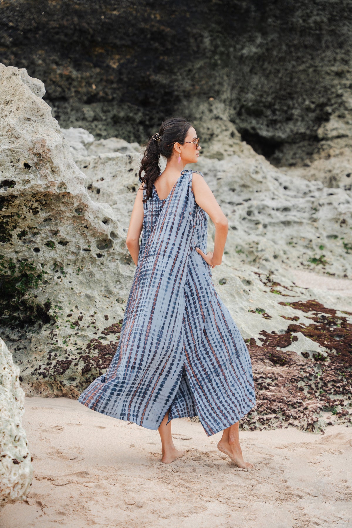 Simple Bone Tie Dye Dress - Grey