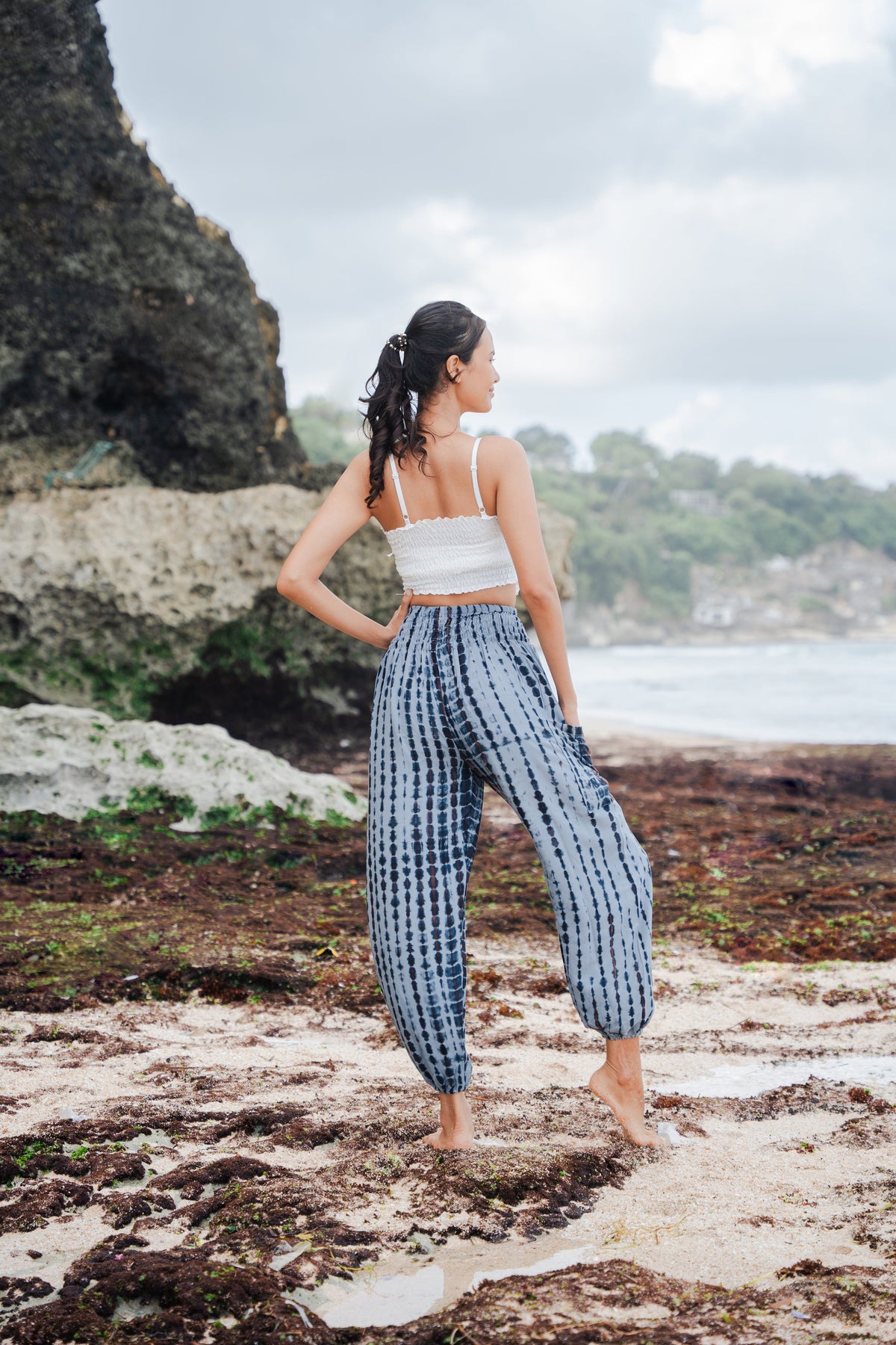 Simple Bone Tie Dye Bali Pants - Grey