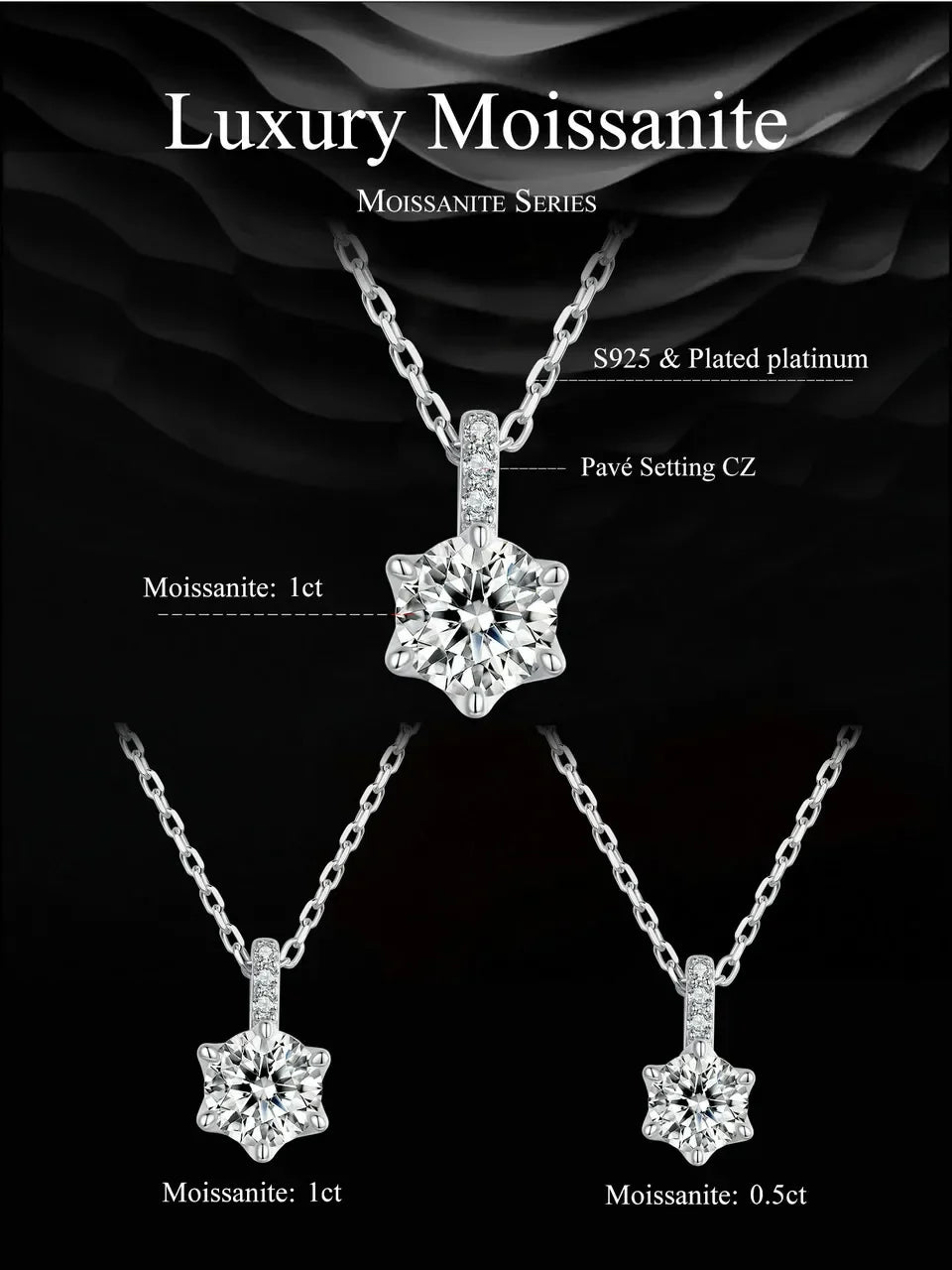 Glamorous Gem 1ct Moissanite Sterling Silver Pendant Necklace