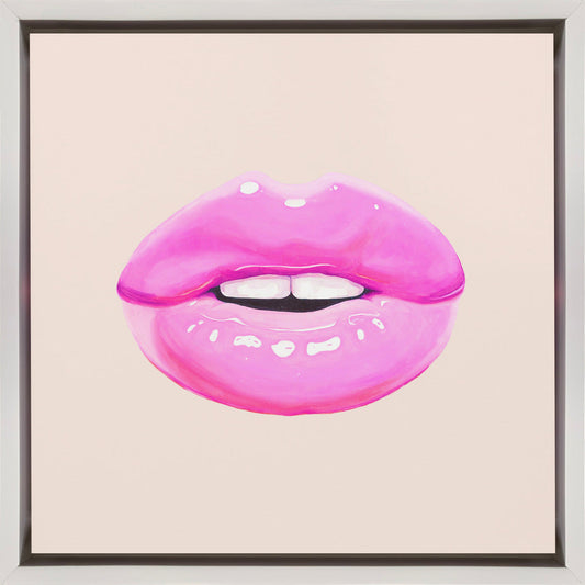 Glossy Pink Lips Minimal Pop Art Canvas Wall Art