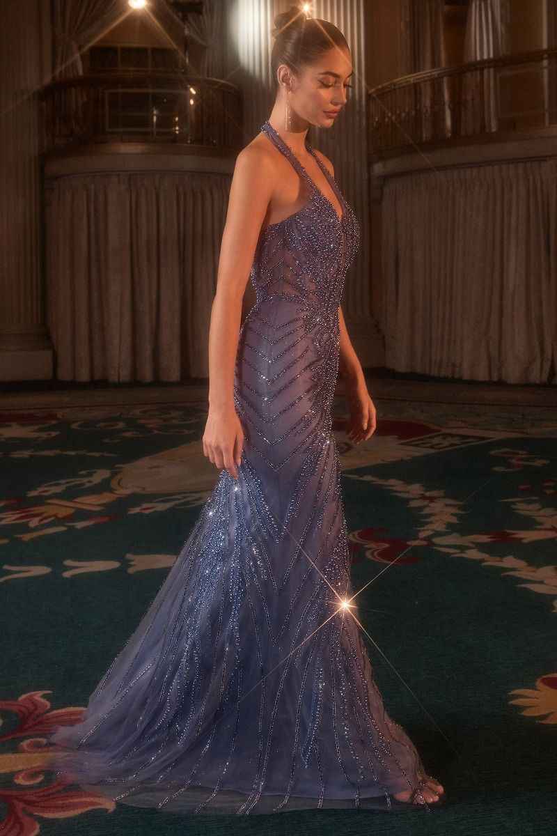 Sheer tulle overlay with tonal beadwork and sequins