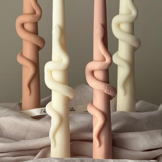 Snake Taper Soy Wax Candle: Decorative Column Pillar Candle