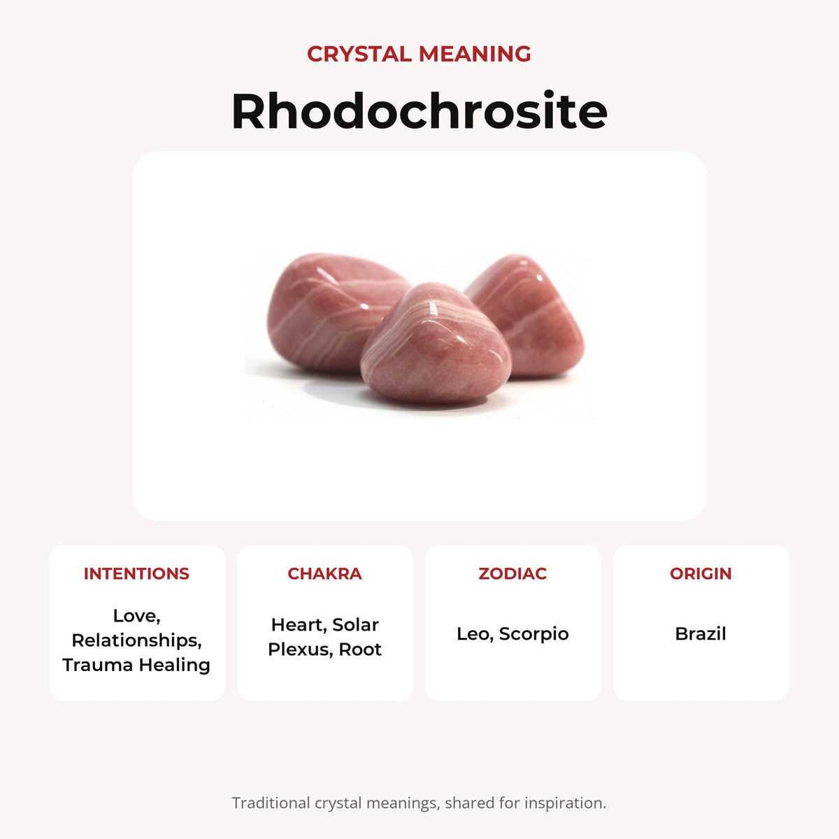 Rhodochrosite E Tumbled Stones #1 - 3 Pack - 7/8-1 1/4"