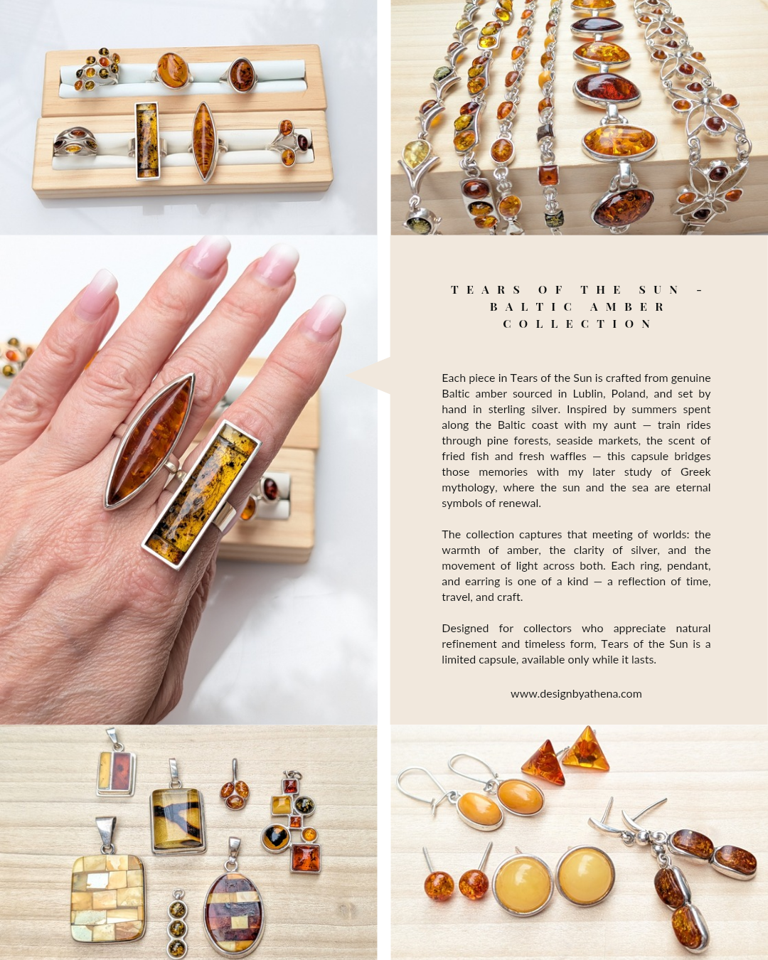 Amber Current Ring — Baltic Amber & Sterling Silver