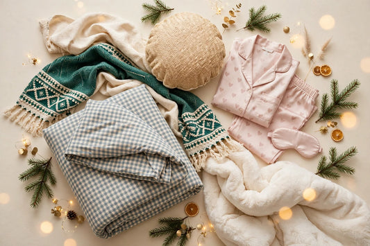 Christmas sweet dreams cozy gifts flat-lay