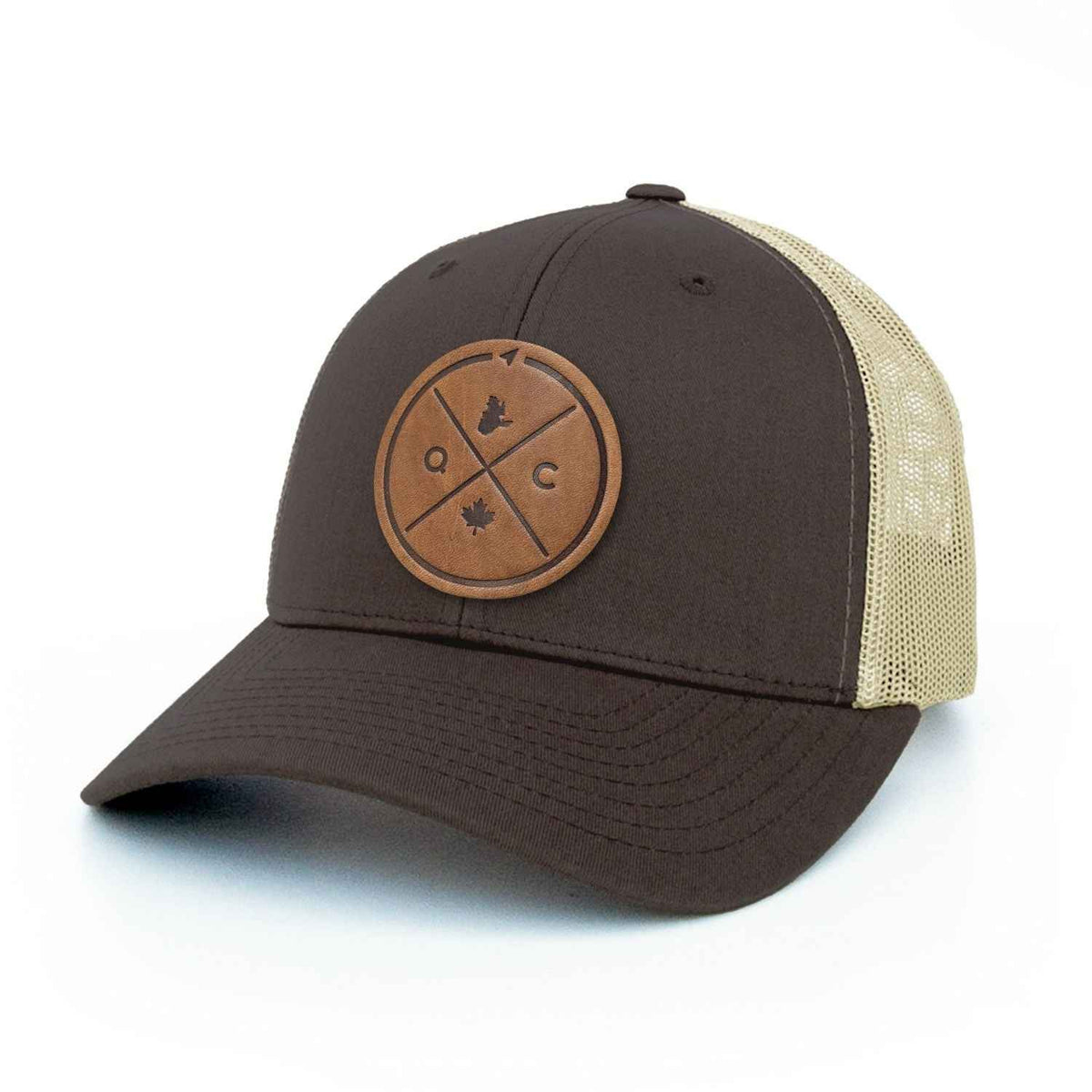 Québec Compass Leather Patch Trucker Hat