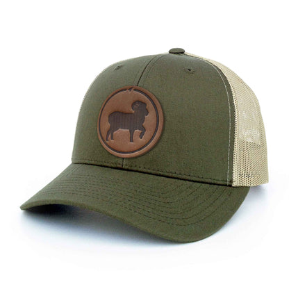 Bighorn Sheep Leather Patch Trucker Hat