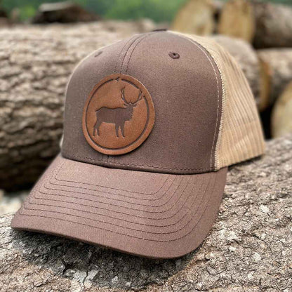 Elk Leather Patch Trucker Hat
