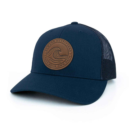 Rolling Wave Leather Patch Trucker Hat