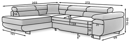 Anton Storage Sleeper Sectional Sofa - Grey