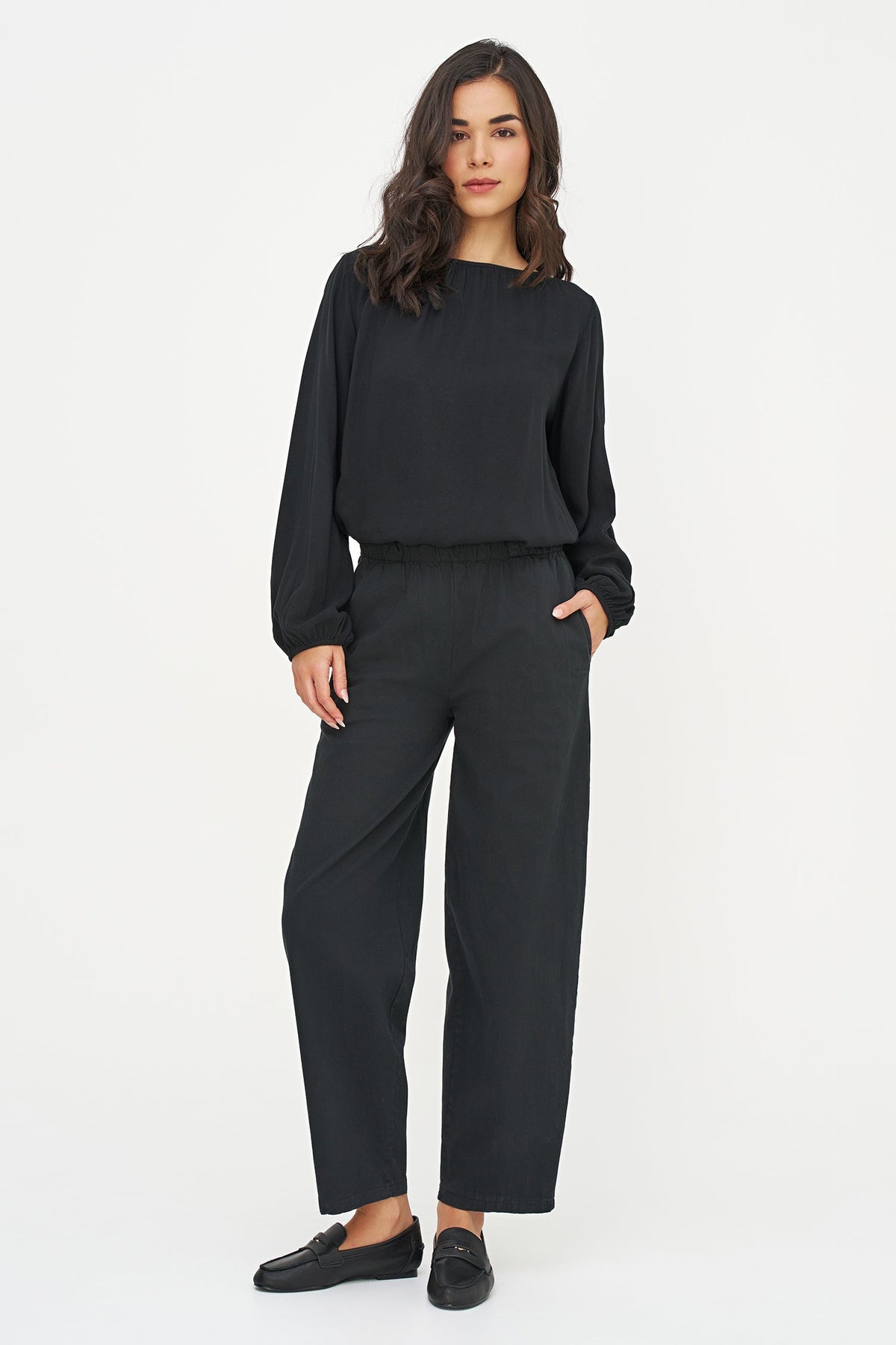 Women's Woven Boat-Neck Top