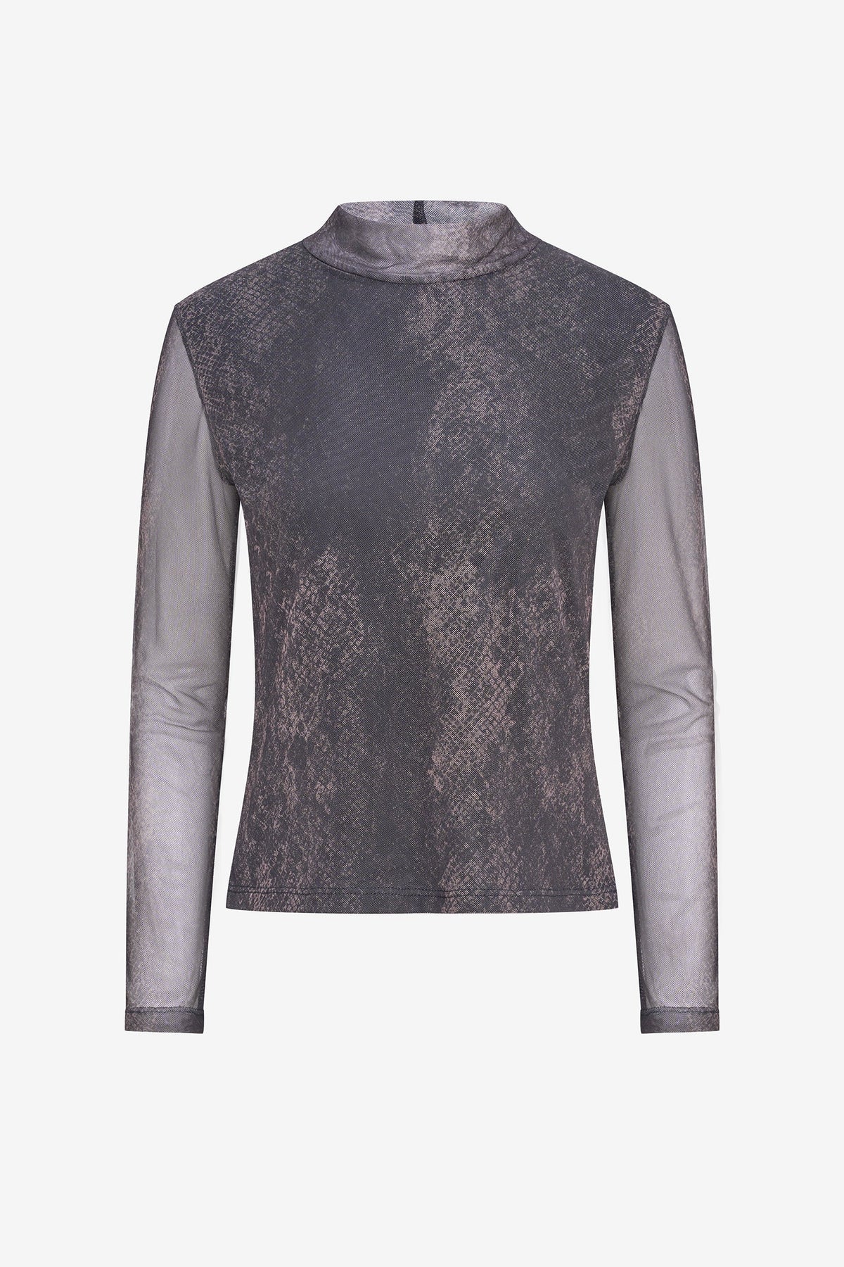 Women's Printed Mesh-Knit Mock-Neck Top