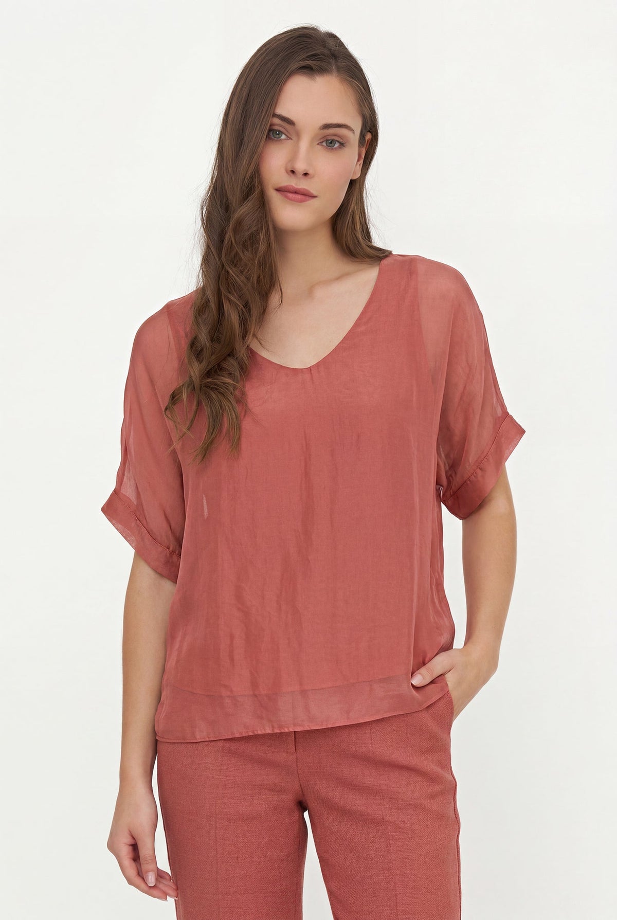 Women's Woven V-Neck Top