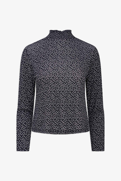 Women's Soft Printed Knit Top, Long Sleeves & Tie-Back Scarf Collar