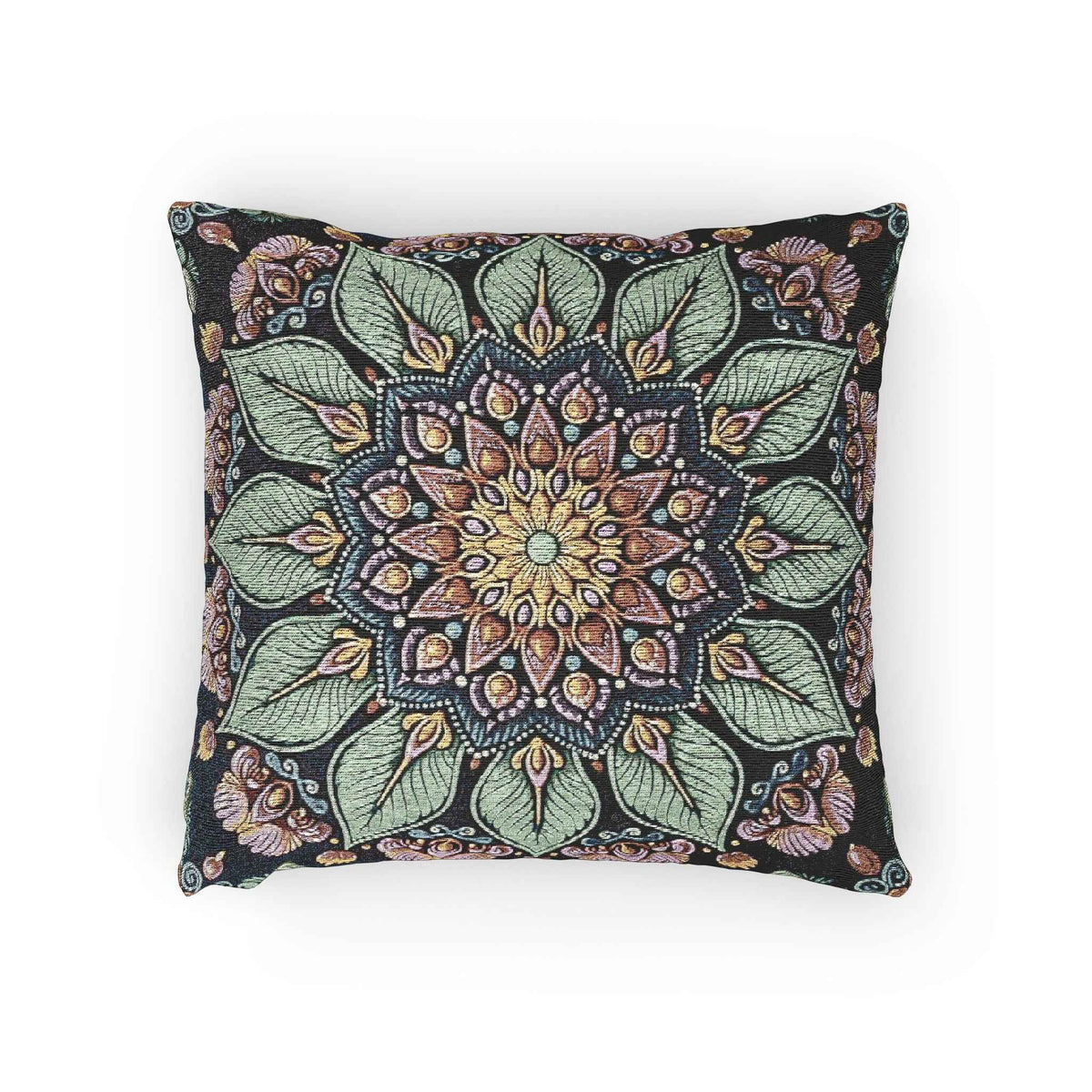 Mandala Floral Mosaic Woven Pillow | Boho Decorative Cushion Cover
