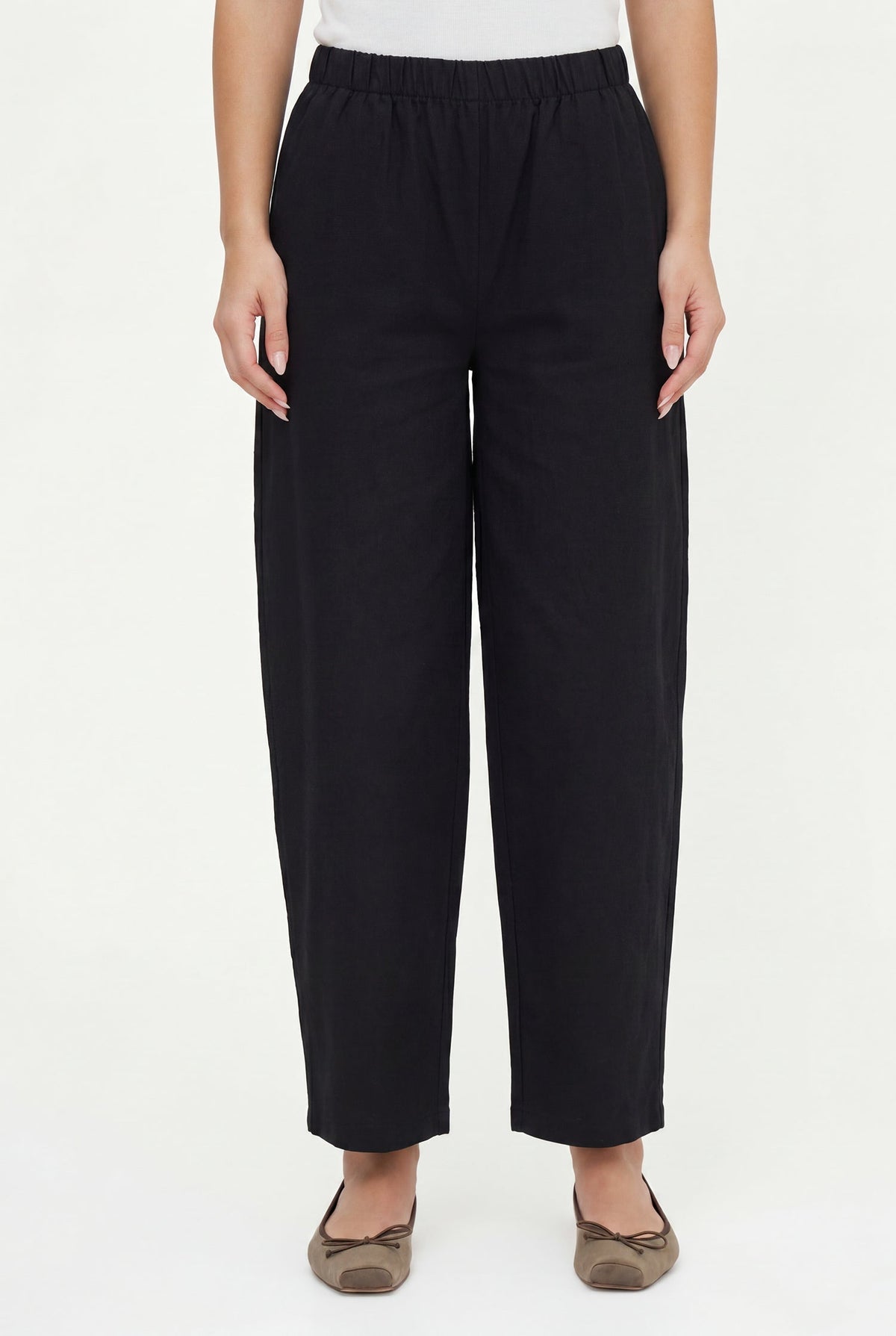 Women's Woven Barrel-Leg Pull-On Pants