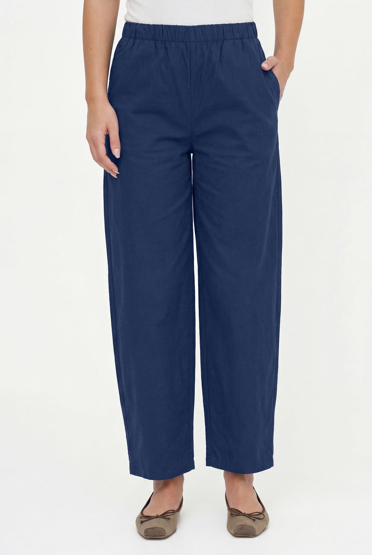 Women's Woven Barrel-Leg Pull-On Pants