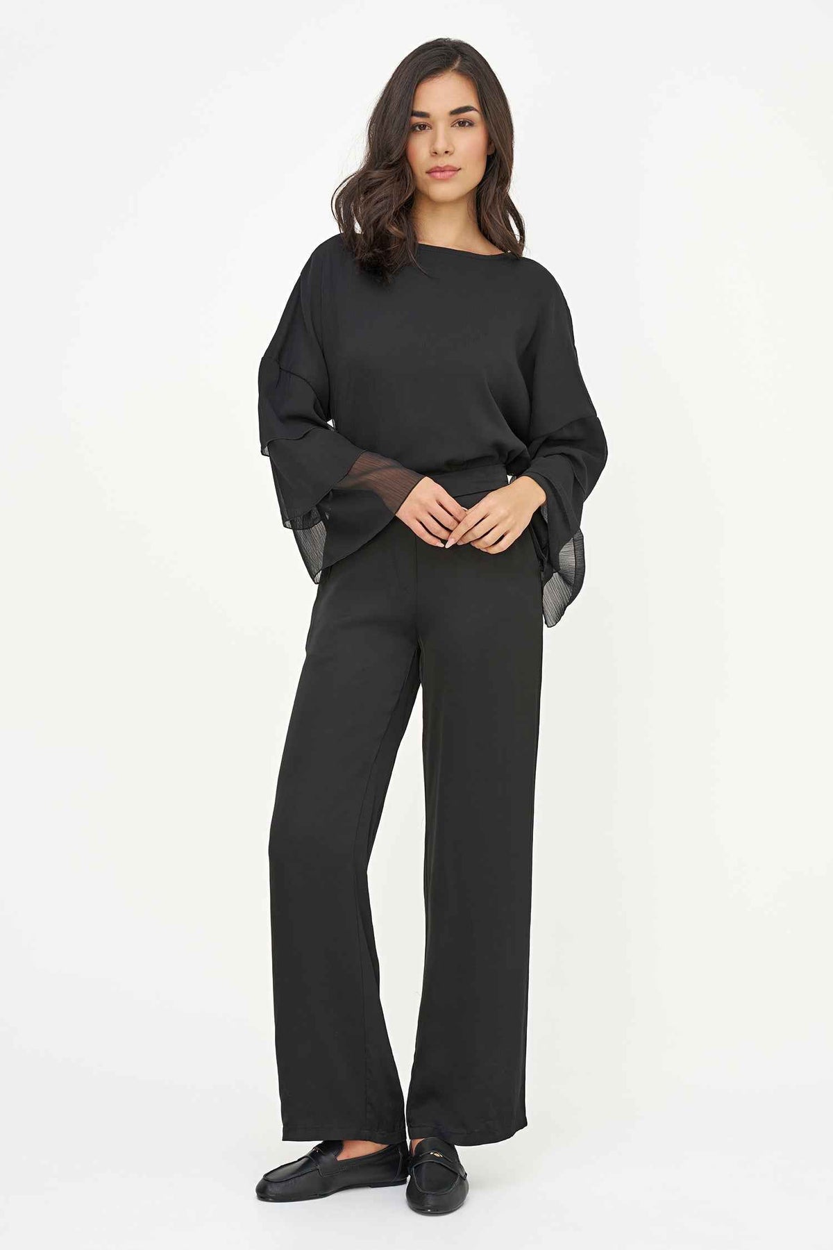 Women's Woven Pull-On Bootcut Pants with Side Pockets