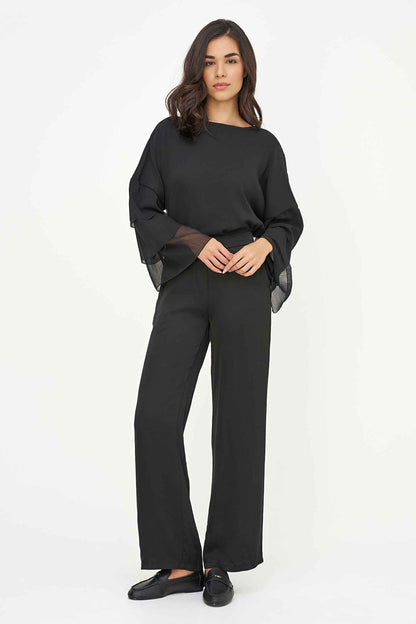 Women's Woven Pull-On Bootcut Pants with Side Pockets