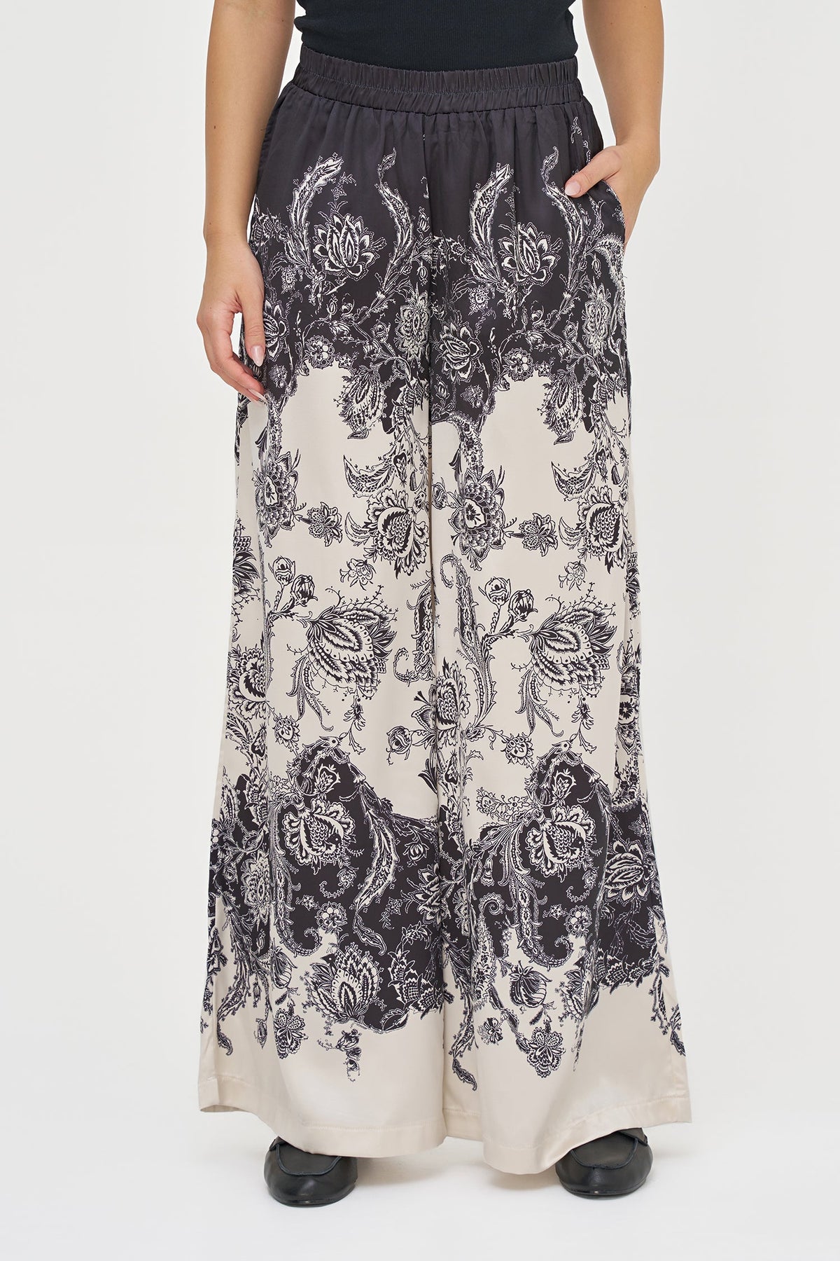 Women's Placement-Print Wide-Leg Pull-On Pants