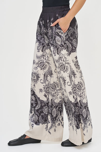 Women's Placement-Print Wide-Leg Pull-On Pants