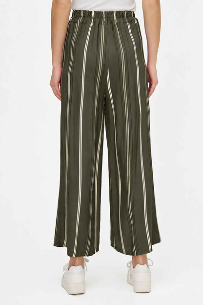 Women's Printed Woven Wide-Leg Pull-On Pants with Side Pockets