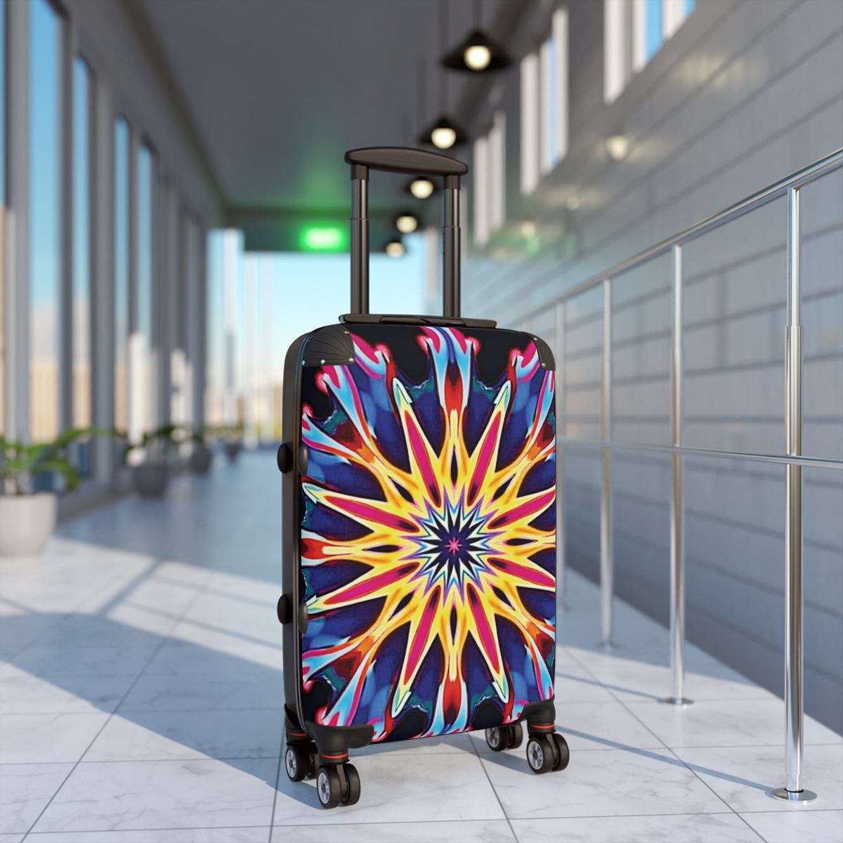 Kaleidoscope Star Carry-On Suitcase — Colorful Mandala Travel Luggage