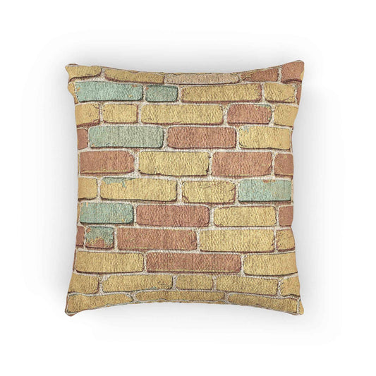 Pastel Brick Pattern Woven Pillow | Rustic Geometric Throw Pillow