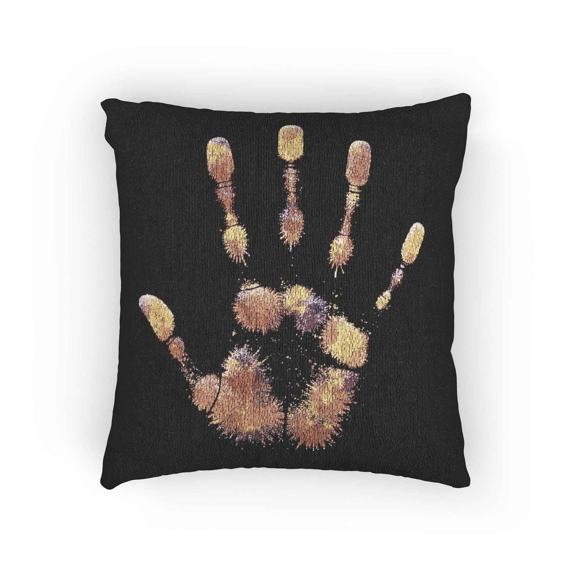 Metallic Handprint Woven Pillow | Boho Accent Throw Pillow