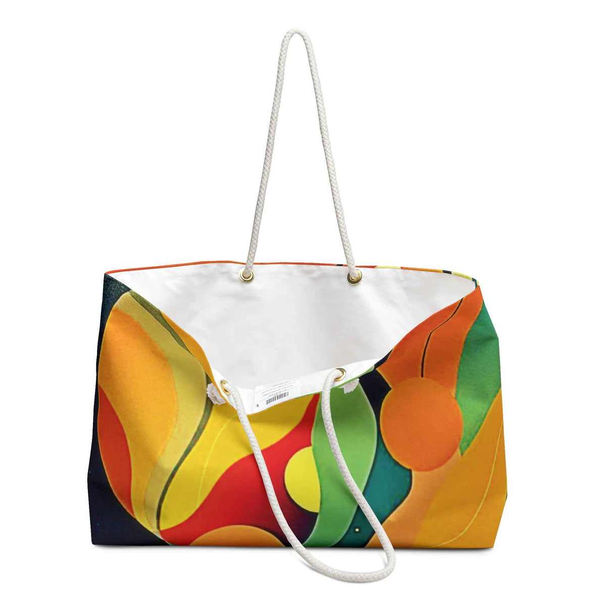Retro Abstract Rainbow Wave Weekender Bag | Colorful Large Tote Bag