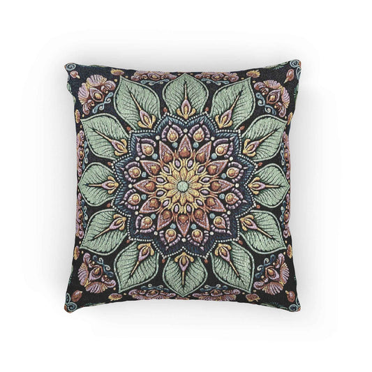 Mandala Floral Mosaic Woven Pillow | Boho Decorative Cushion Cover
