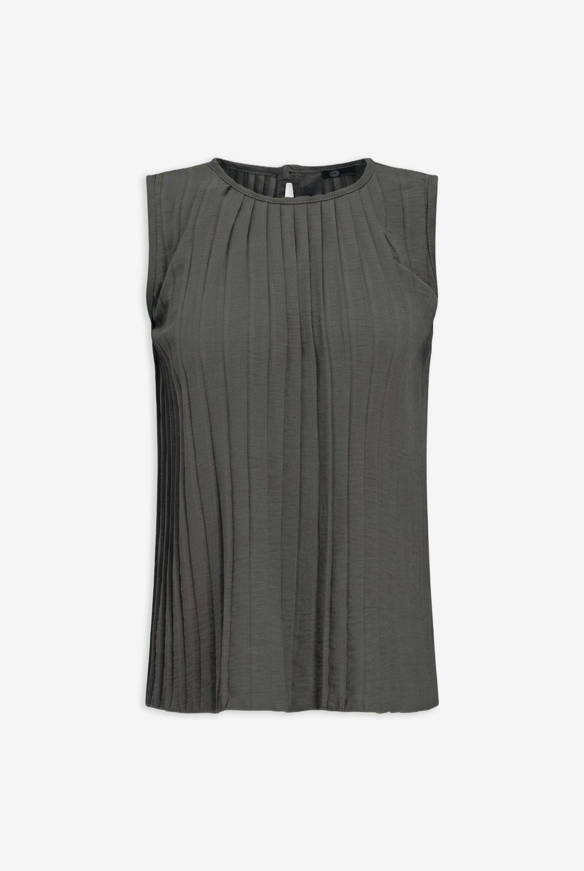 Women's Pleated Crew-Neck Sleeveless Top