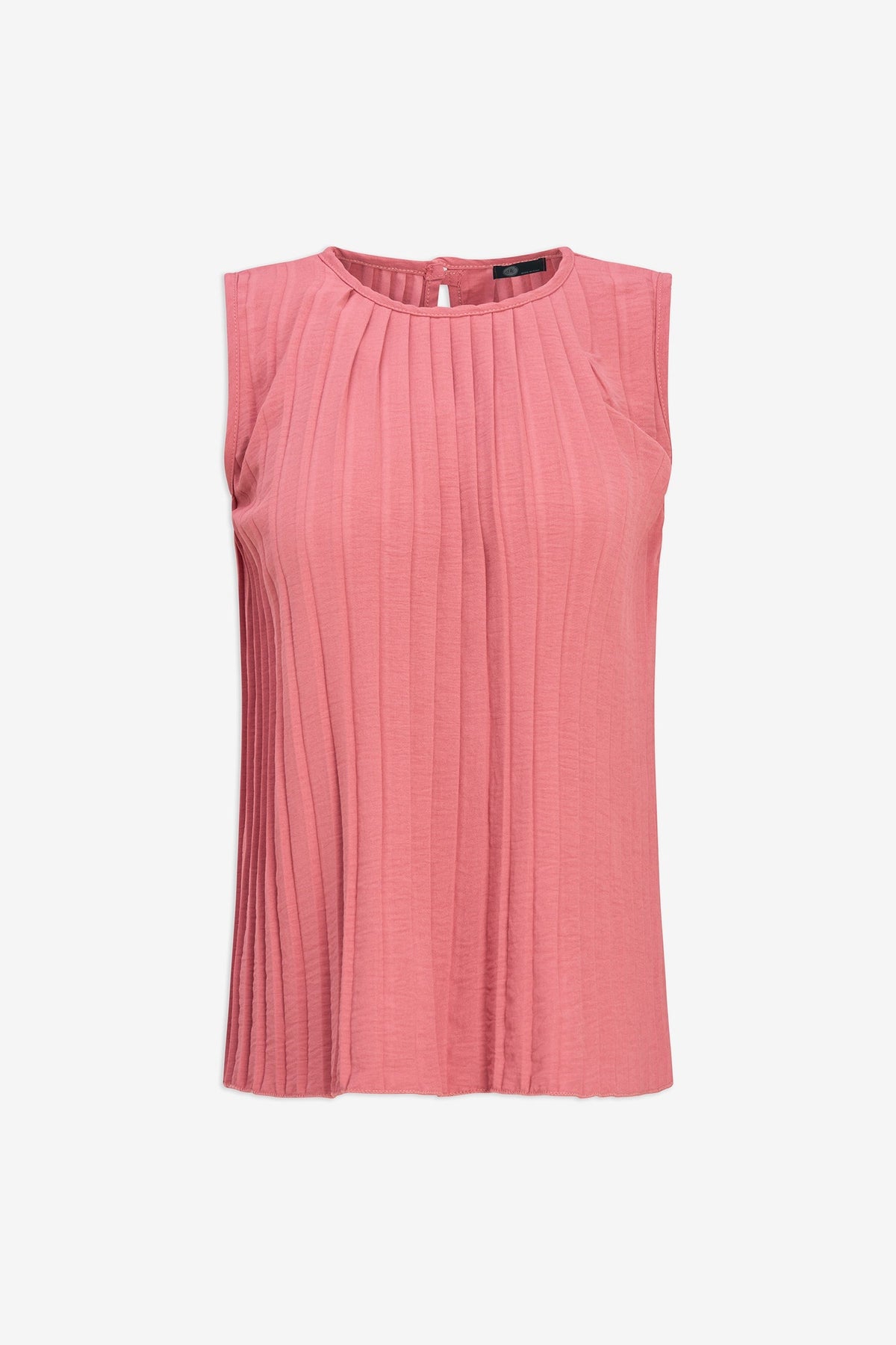 Women's Pleated Crew-Neck Sleeveless Top
