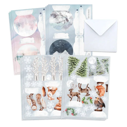 Watercolour Christmas Animals, Die-Cut Pop Up Cards
