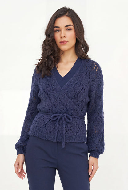 Women's Open-Crochet Wrap Cardigan