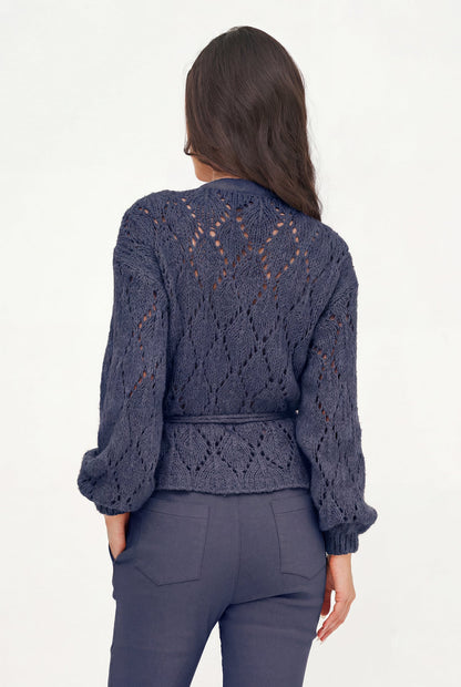 Women's Open-Crochet Wrap Cardigan