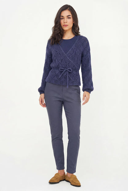 Women's Open-Crochet Wrap Cardigan