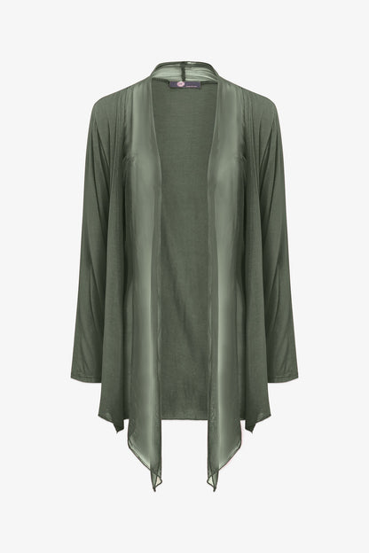 Women's Knit/Woven Combo Cardigan