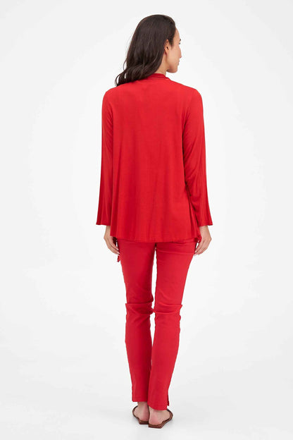 Women's Knit/Woven Combo Cardigan